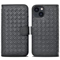 iPhone14 Pro Max ケース 編み込み 手帳型 オリーブ かわいい PLATA iPhone14 Pro Max ケース 手帳型 編み込み調 合皮レザー